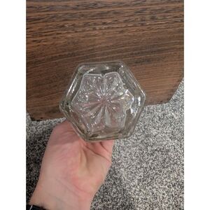 Vintage Clear Glass Cruet with Stopper Star Pattern Oil Vinegar Bottle Pressed